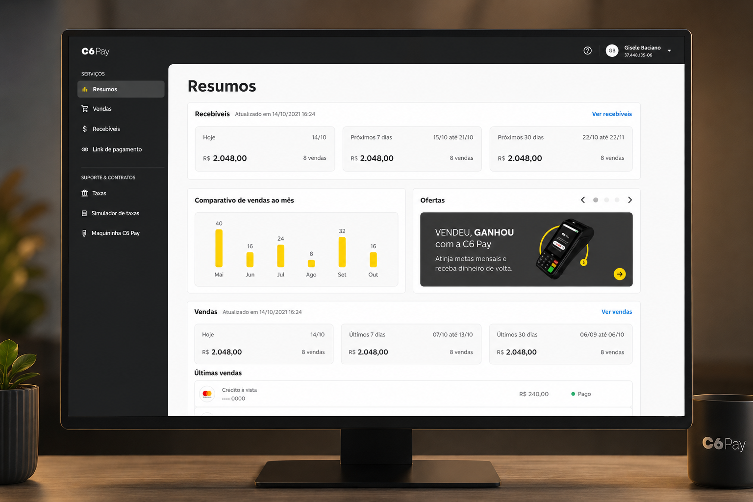Estrutura de informação e ideação do redesenho do portal C6 Pay, organizando dados financeiros em blocos visuais para lojistas