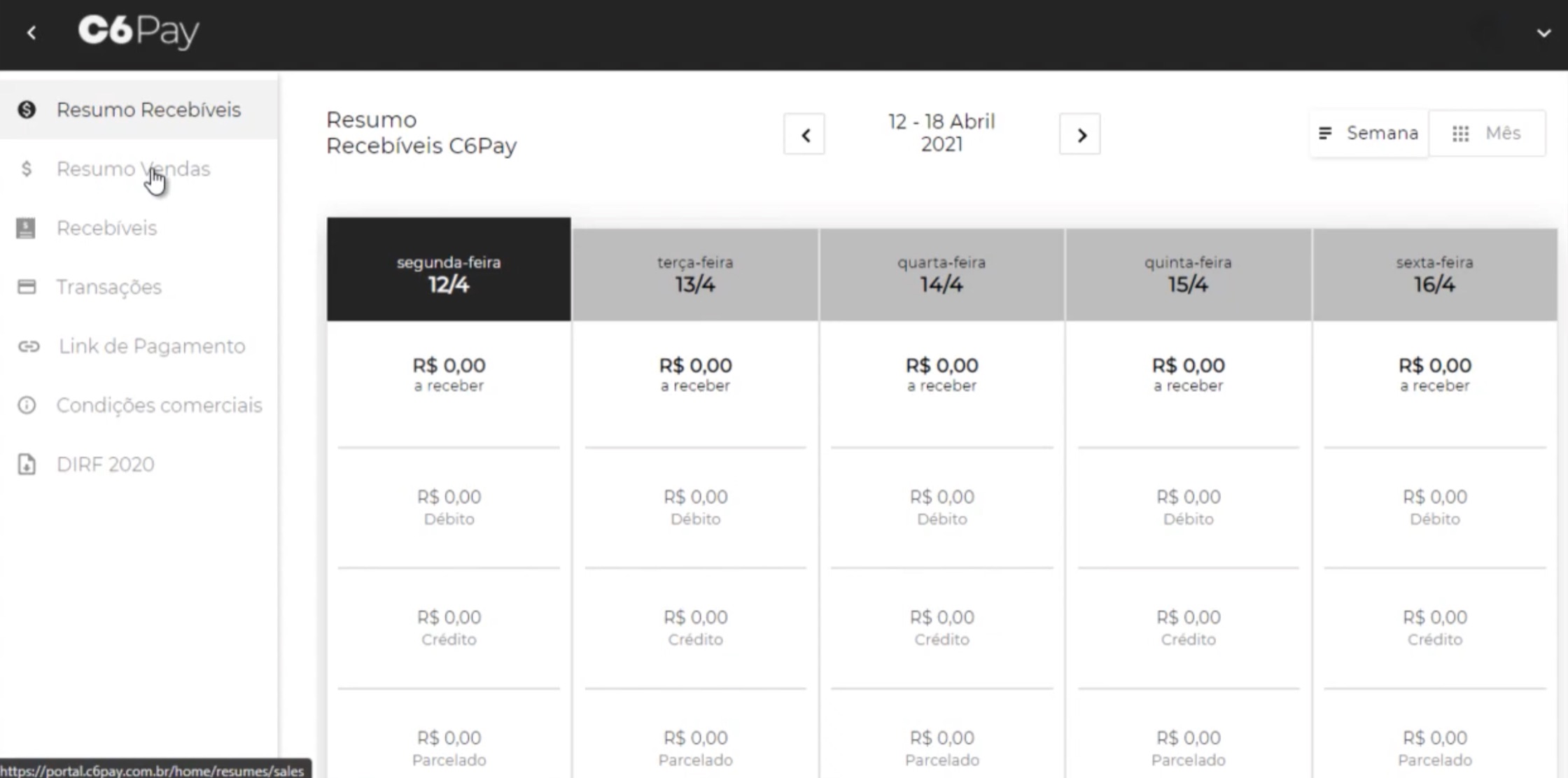 Modal do portal legado exibindo tabela de transações com excesso de colunas técnicas
